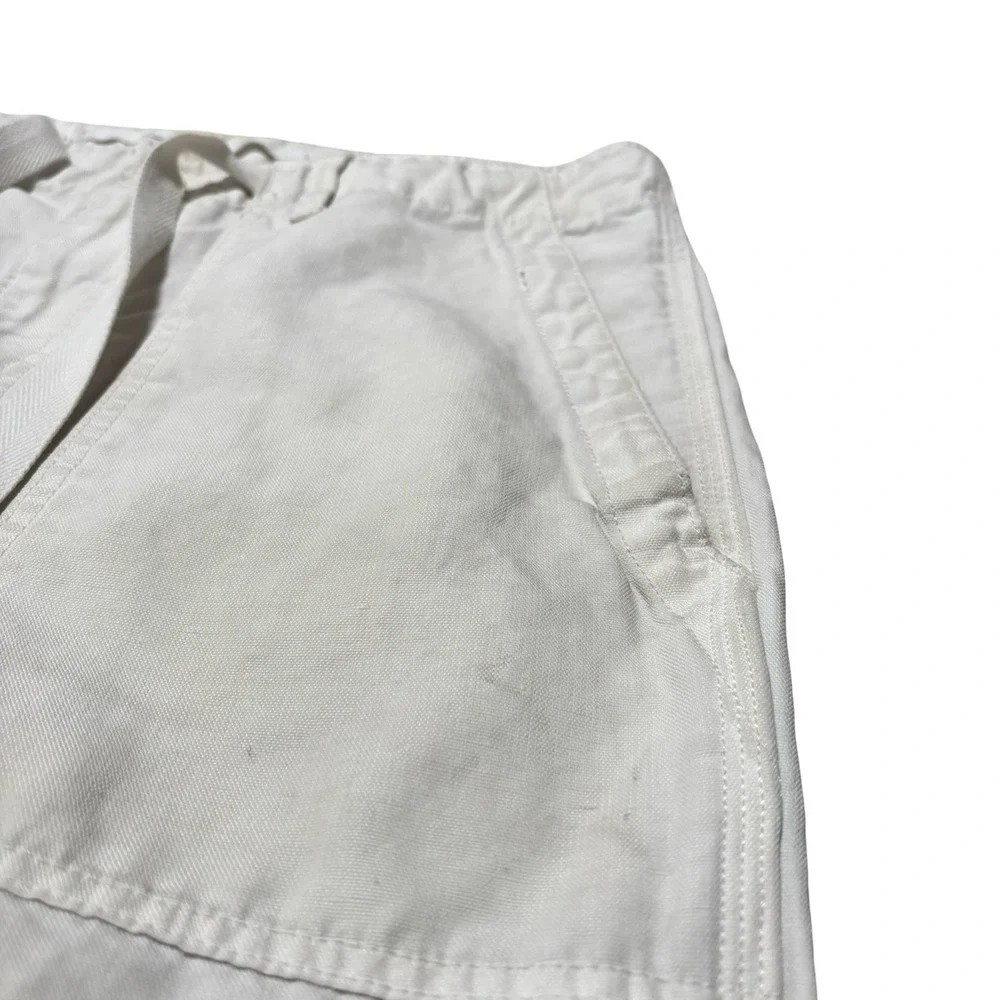Banana Republic Women's Baggy Linen Blend Pants Ivory‎ *Stained* Size 33 x 29
